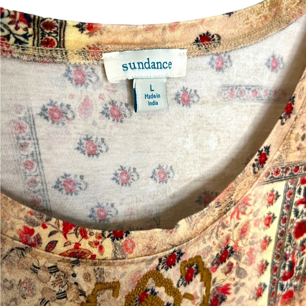 Sundance Catalog Embroidered Tapestry Play Tee Shirt Women’s Size Large - Picture 4 of 6